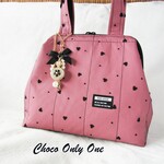 1点物♡ベージュピンクにブラックチュールハート♥ドット柄で上品に。。♡【237】