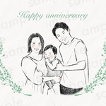 家族イラスト・似顔絵・記念日・鉛筆画・SNSアイコン
