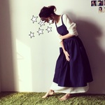 小鳥ワッペンlongエプロン大人用