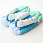 爽やかブルー【ブルーの小花】ルームシューズ　スリッパ　洗える　サンダルスリッパ　　布ぞうり　健康