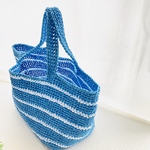 手編み スズランテープのカゴバッグBLUE(Lサイズ)