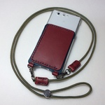 革のスマホケース・カードポケット、斜め掛けストラップ付き＜革の色をを選べます＞