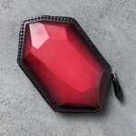革の宝石(水晶)/片面バージョン/小物入れ/レザーポーチ/アクセサリーケース/ジュエリーケース/グラデーションレザー/レッド/型押し/ミニ財布/コインケース/小銭入れ/レザークラフト/父の日