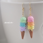 【受注生産】溶けかけレインボーアイスクリームピアス