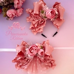 チョーカー&カチューシャセット💖ベージュピンク　薔薇　シャビー🎀robe&robeprincess🎀