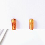〈痛くない〉～フェイクピアス～べっこうカラービーズのシンプルイヤリング・イヤークリップ(手で調節可能)(両耳用)    管理No.1984