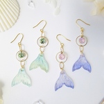 シンプル一粒ビジューの人魚の耳飾り アレルギー対応可 イヤリング 樹脂ピアス・イヤリング・ノンホール チタン イヤリングクリップ 海 夏 