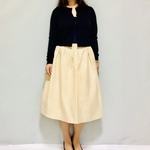 綿混紡ベージュ♪ナチュラルタック入りギャザースカート裏地付きサイズ有り【受注製作】