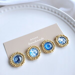 【SALE】4個セットE＊ 花＆幾何学模様ピアス/イヤリング【刺繍ピアス】 【ナチュラルイヤリング】【ビーズピアス】