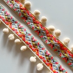 刺繍ポンポンテープ　アイボリー