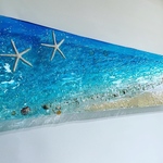  壁掛けアートパネル 壁飾り ブルーシーのビーチ 90×25