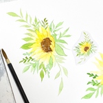 絵描きの気まぐれフレークシール＊ひまわり