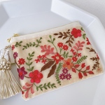 インド刺繍のファスナーポーチ