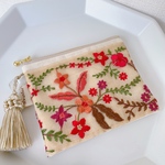 インド刺繍のファスナーポーチ