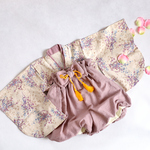 80/ふうせん袴(渋紫)*「かすみ草」ナチュラル*+:｡.ベビー袴と着物/女の子