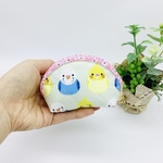 ミニポーチ☆インコちゃんとドット（ピンク）小銭入れ　コインケース