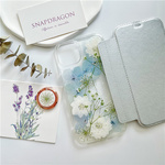 紫陽花と千鳥草 押し花スマホケース、全機種対応、スマホリング、ストラップホルダ一、手帳型、iPhone14、iPhone14plus、iPhone14Pro、iPhone14promax