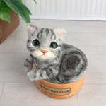 ★ ぴっちりフィットなねこ★アメリカンショートヘア 羊毛フェルト てのひらサイズ　ちび猫 