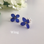『受注製作』ネイビー紫陽花とパールキャッチ ピアス/イヤリング