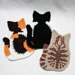 猫の背中のエコたわし&コースター　3枚セット（1重タイプ　茶三毛・茶トラ・白黒）