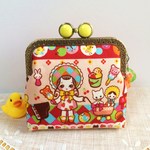 レトロポップな可愛い花ちゃん*がま口ポーチ10.5cmA