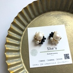 new! チェコビーズ＆淡水パールイヤリング・ピアス