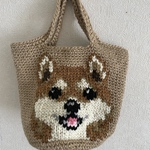 麻紐バック　ハンドメイド　柴犬