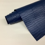 牛革　型押　クロコ　ネイビー　100㎝×40㎝（40デシ）本革　レザークラフト　革　レザー　leathercraft　ハンドメイド　手作り　素材　生地　