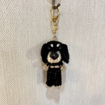 編みぐるみ犬キーホルダー:ミニチュアダックス(ブラックイエロー)