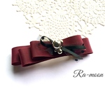 ✳︎✳︎silver beads✳︎✳︎リボンバレッタ(ワインレッド)