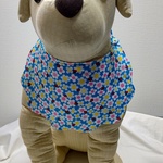 大型犬用よだれかけリバーシブルブルー花柄