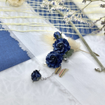 【数量限定】【片耳用】青 紙薔薇が咲きほこる　イヤーカフ　ゆらゆら　蝶々　左耳　夢かなう・奇跡
