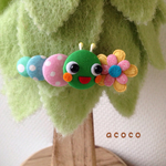 【再再再再販】ご機嫌♫カラフルイモムシちゃんヘアクリップ(イエローフラワー)
