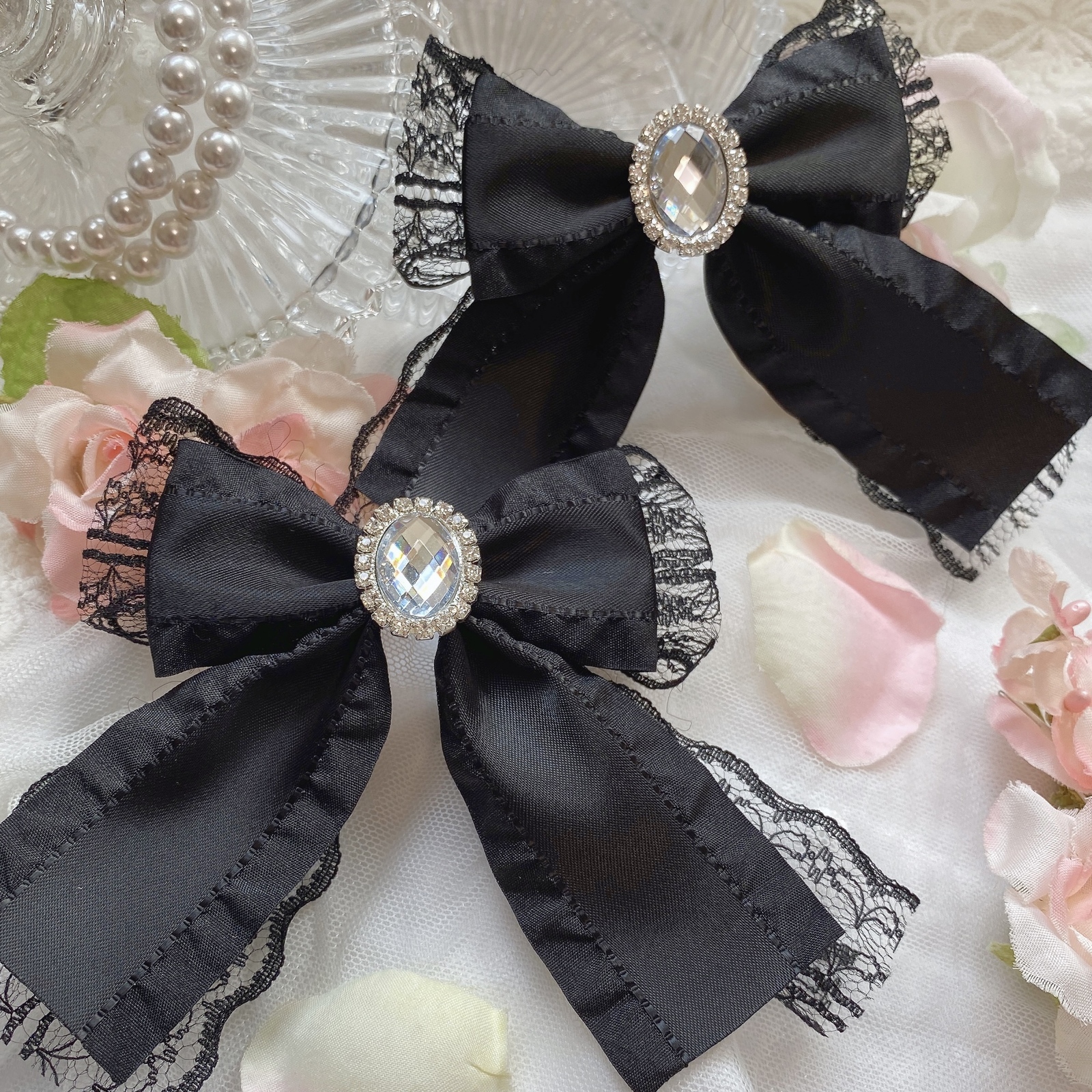 lolida 選べるセンターパーツ】地雷系♡フリル×レースダブルブラックリボン - SugarTime | minne 国内最大級のハンドメイド・手作り通販サイト