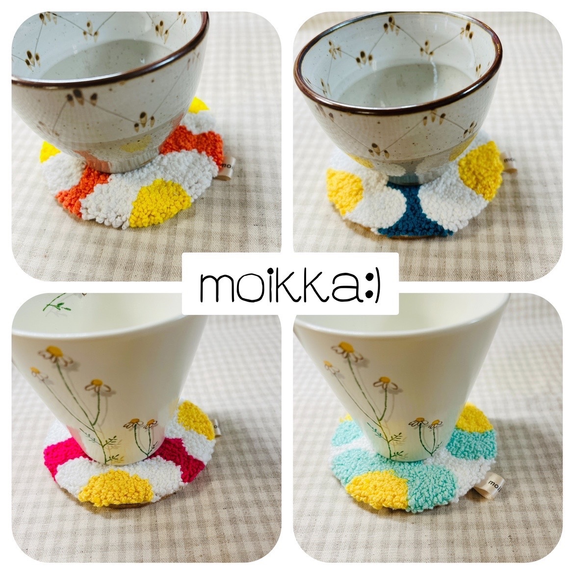 パンチニードル コルク コースター Flower NEW - moikka :) | minne