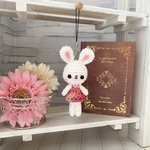 ［sold out］あみぐるみコットン☆スカート白うさぎストラップ