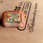 【vintage west germany parts】brooch flower marble orange