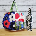 ☆khyrkk様ご依頼品☆北欧柄パッチワーク 普段使いのマチたっぷりラウンドトートバッグ　ペットボトルカバー
