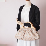 Vintage linen embroidery bag＊リネン刺繍WOODハンドルバッグ