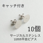 【10個】サージカルステンレス　10mm シルバー　平皿　貼り付け　アレルギー対応