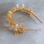 アメリカンフラワー ヘッド ブライダル ウェディング ヘッドパーツ ヘアアクセサリー カチューシャ  成人式 ゴールド シンプル