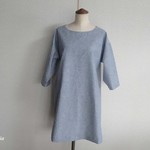 綿麻ダンガリー　ドロップショルダーチュニックワンピ