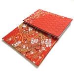 金襴織物御朱印帳　B6 大判サイズ　12x18cm　『束ね熨斗桜』　桜　舞桜　流水　リボン　立涌文　レッド　吉祥和柄　金襴生地　金襴御朱印帳　御朱印帳　蛇腹御朱印帳　桐生織物