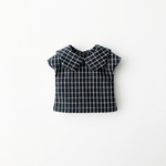 no.094-T1変わり襟ブラウス〈ブラックチェック〉