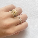 yellow × white flower setビーズリング 　set 2つで400yen 
