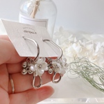 イヤリングに変更可能★flower  シルバー　フープ　ピアス　イヤリング★