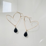 天然石onyx 14kgf heartful pierce/earring