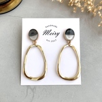 ピアス ツートンカラーカボション＆ringピアス / イヤリング / チタンピアス / 樹脂ピアス / シンプル