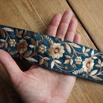 120㎝カット済【インド刺繍リボン】シルク　刺繍　リボン　りぼん   【ブルーカナール】