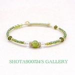 🌿［再販9］湘南海岸からの贈り物🌿　ペリドット　シングル　ワイヤーブレスレッド　天然石　#minne_new  手染めビーズ